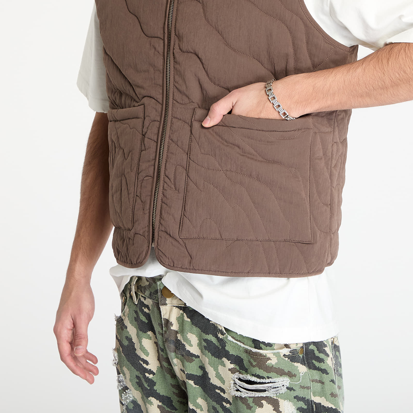 Męskie kamizelki FTSHP Silver Lining Quilted Vest UNISEX Brown