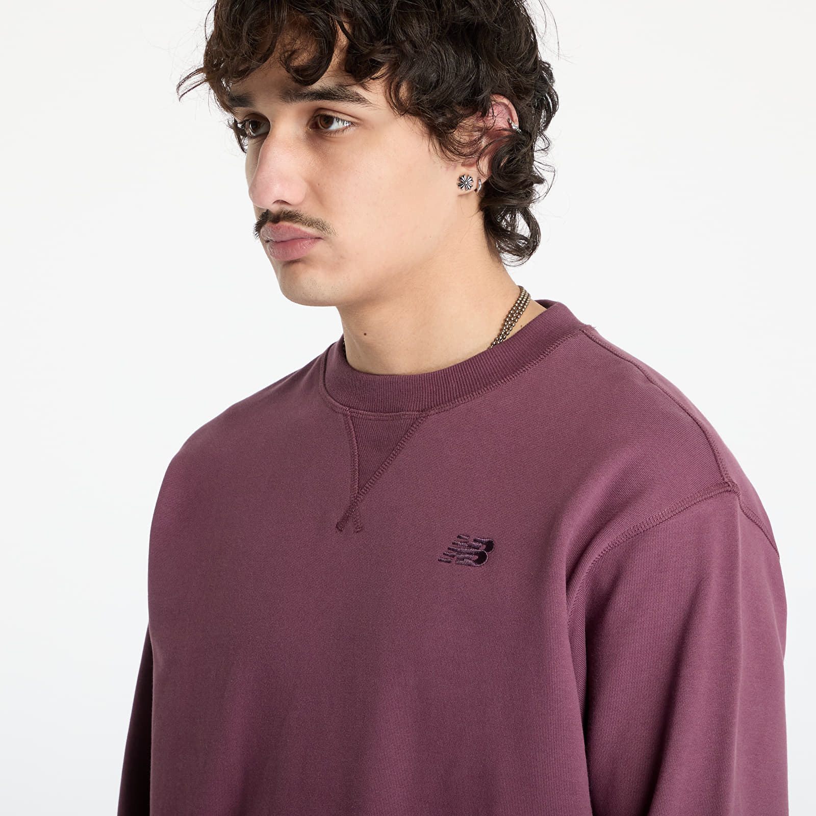 Hanorace pentru bărbați New Balance Athletics French Terry Crew Sweatshirt Violet