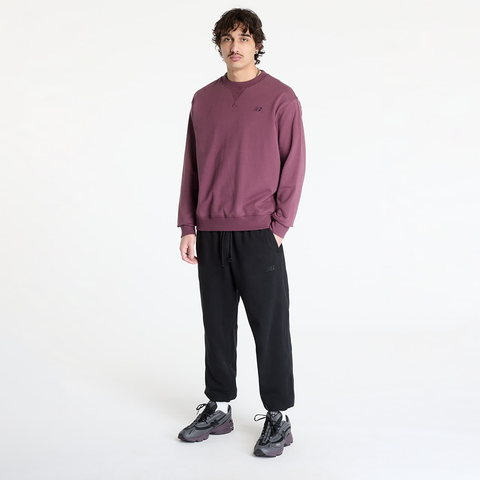Pánské mikiny New Balance Athletics French Terry Crew Sweatshirt Violet
