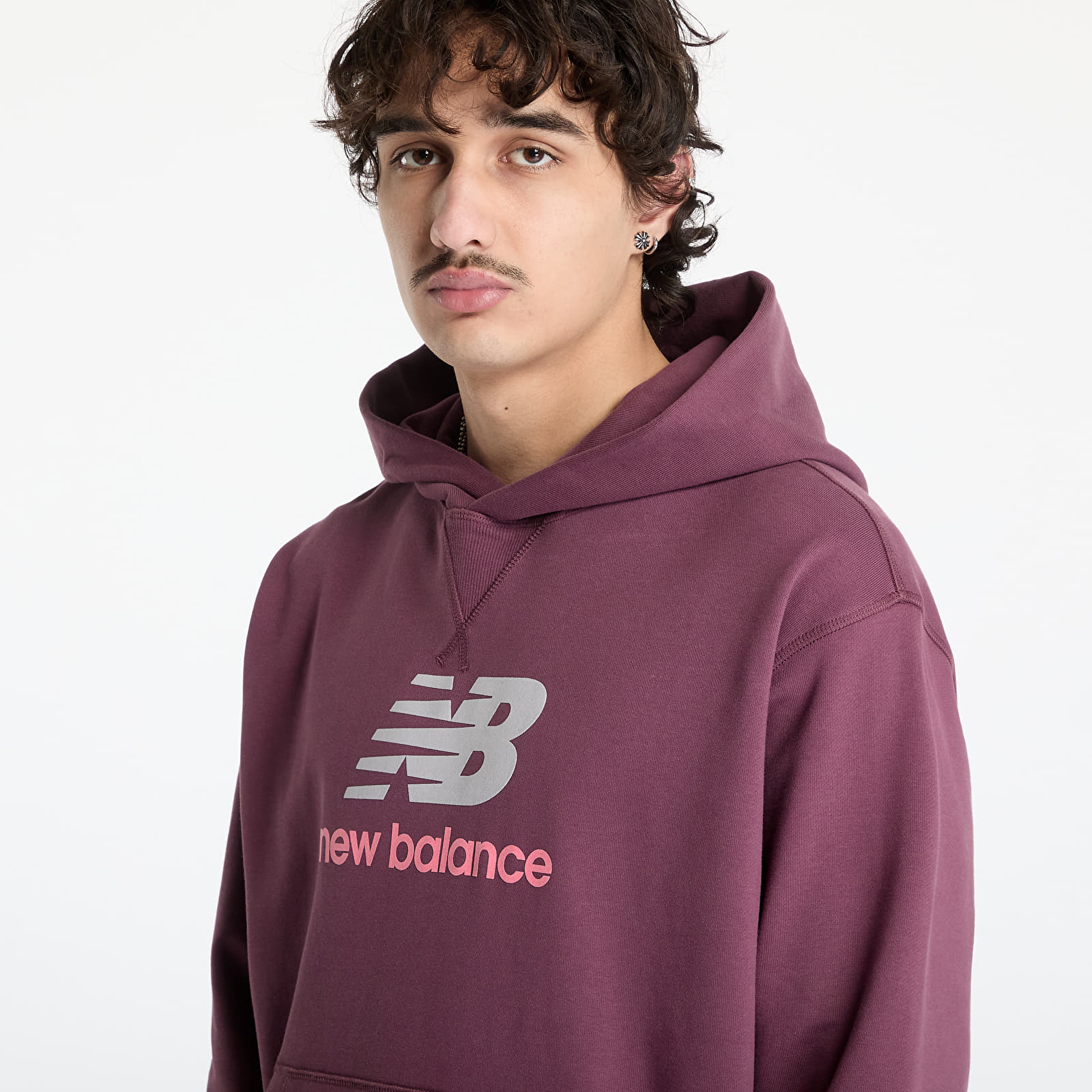 Pánské mikiny New Balance Athletics French Terry Logo Hoodie Violet