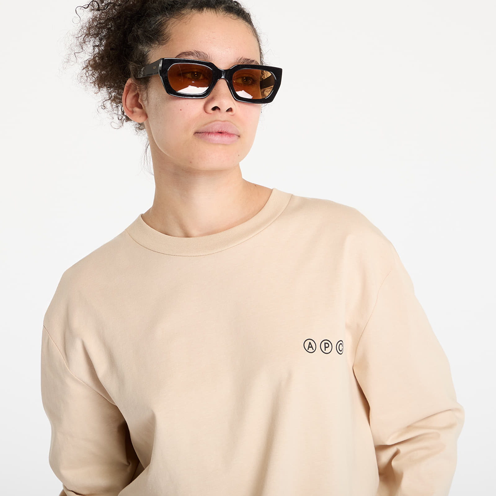 Trička A.P.C. Long Sleeve Adresse T-Shirt UNISEX Beige