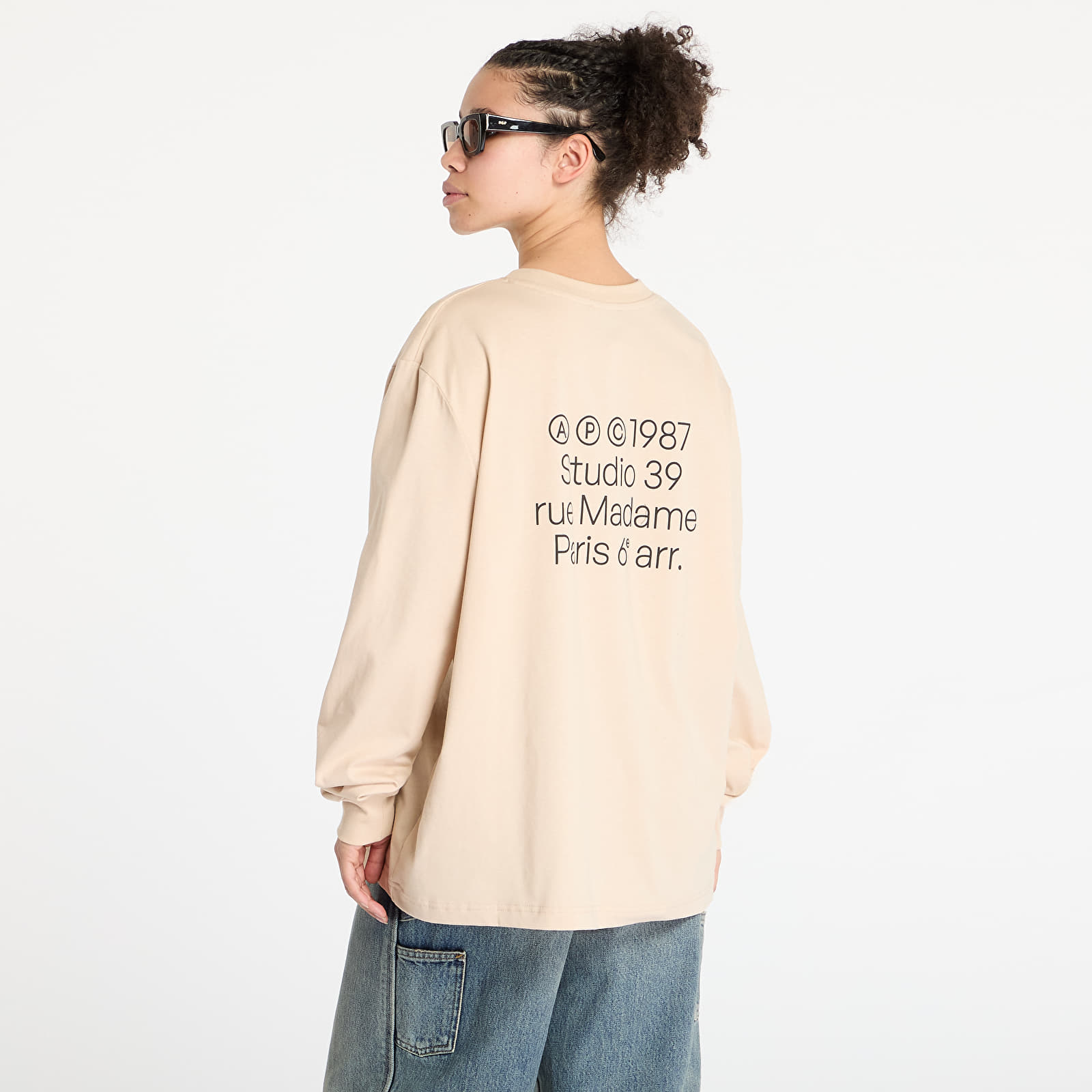 Trička A.P.C. Long Sleeve Adresse T-Shirt UNISEX Beige