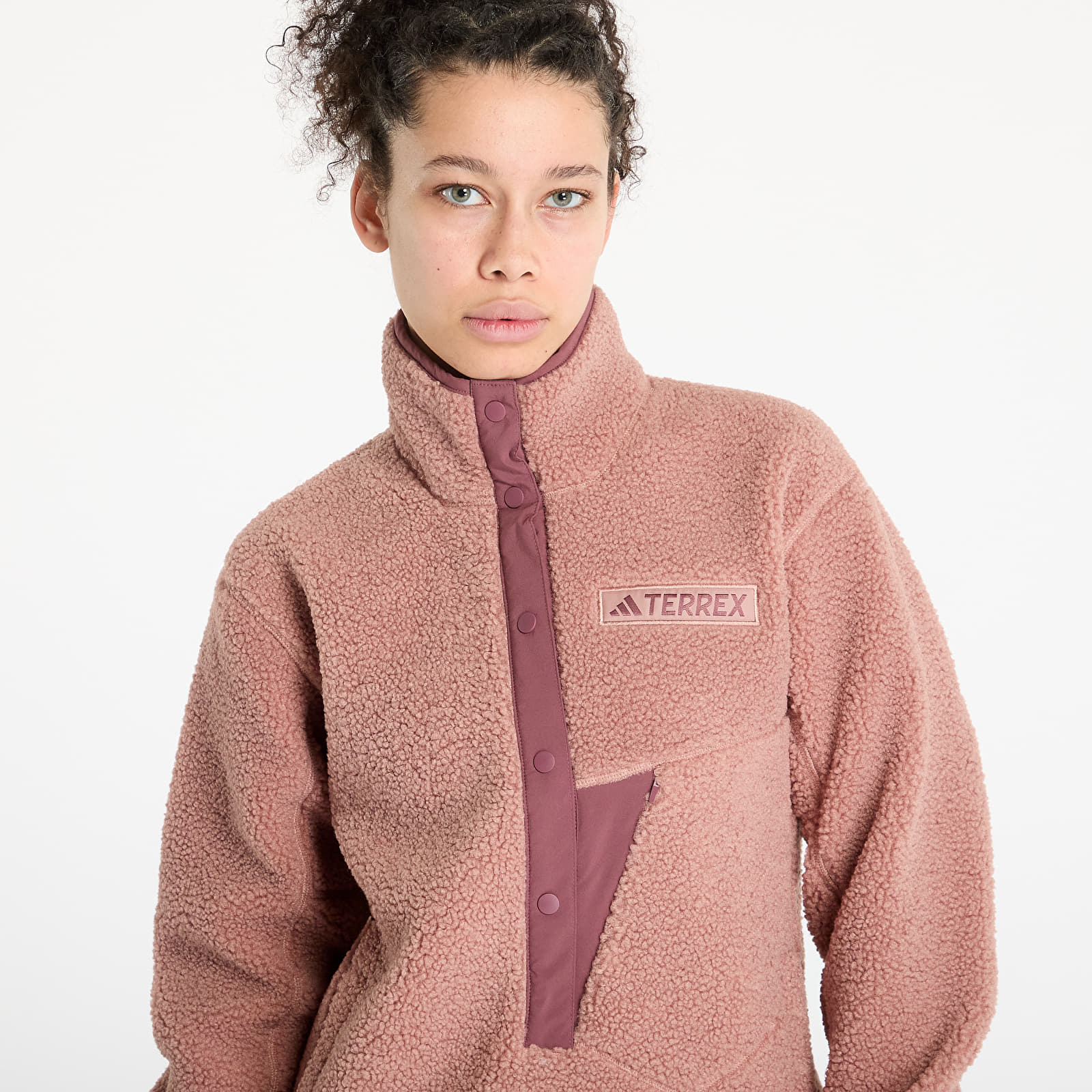 Bluzy adidas Terrex Xploric High Pile Fleece Pullover Warm Clay