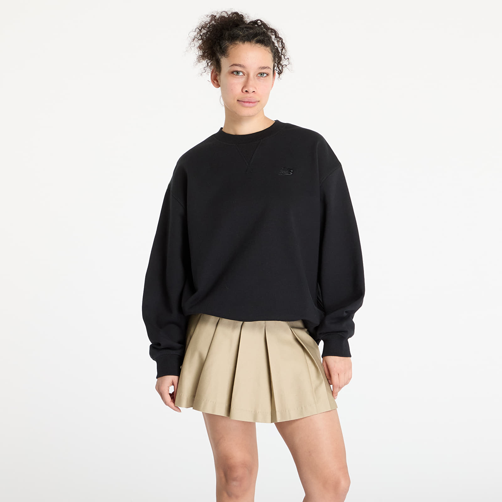 Mikiny New Balance Athletics French Terry Crew Sweatshirt Black