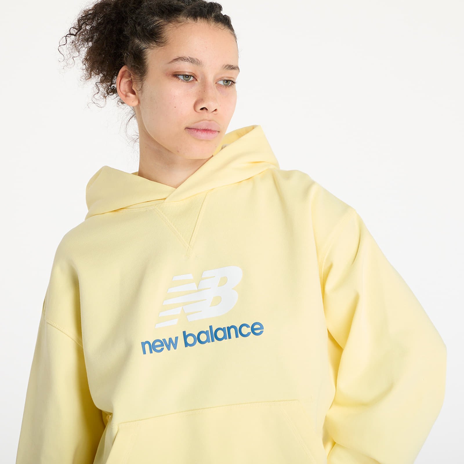 Mikiny New Balance Athletics French Terry Logo Hoodie Yellow