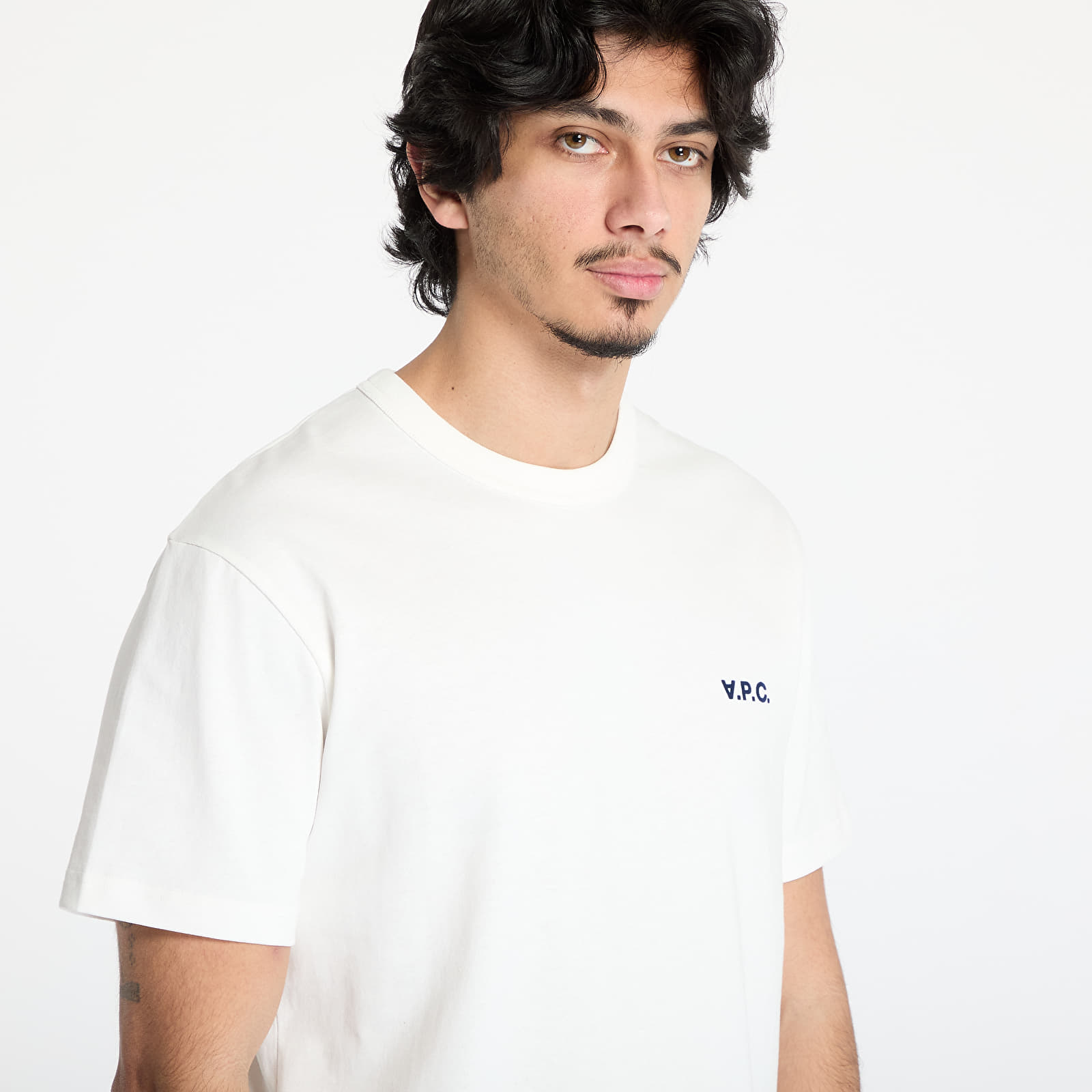 T-Shirts A.P.C. Boxy Petit VPC T-Shirt White/ Dark Navy Blue
