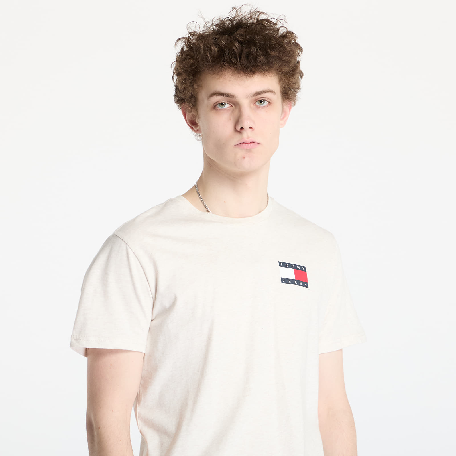 Pánská trička Tommy Jeans Slim Essential Tee Beige