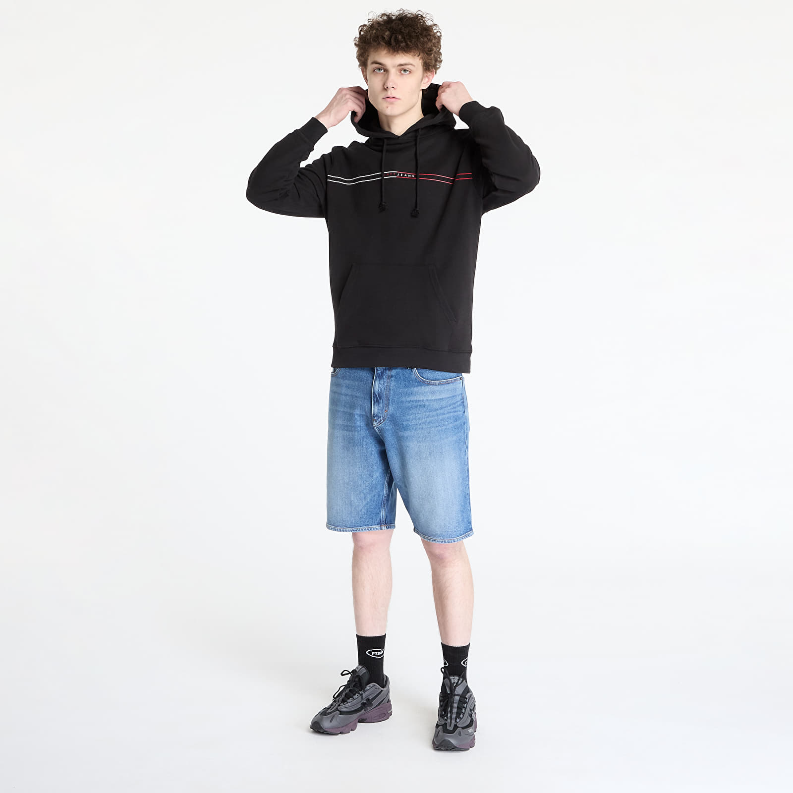 Pánské mikiny Tommy Jeans Regular Entry Graphic Hoodie Black