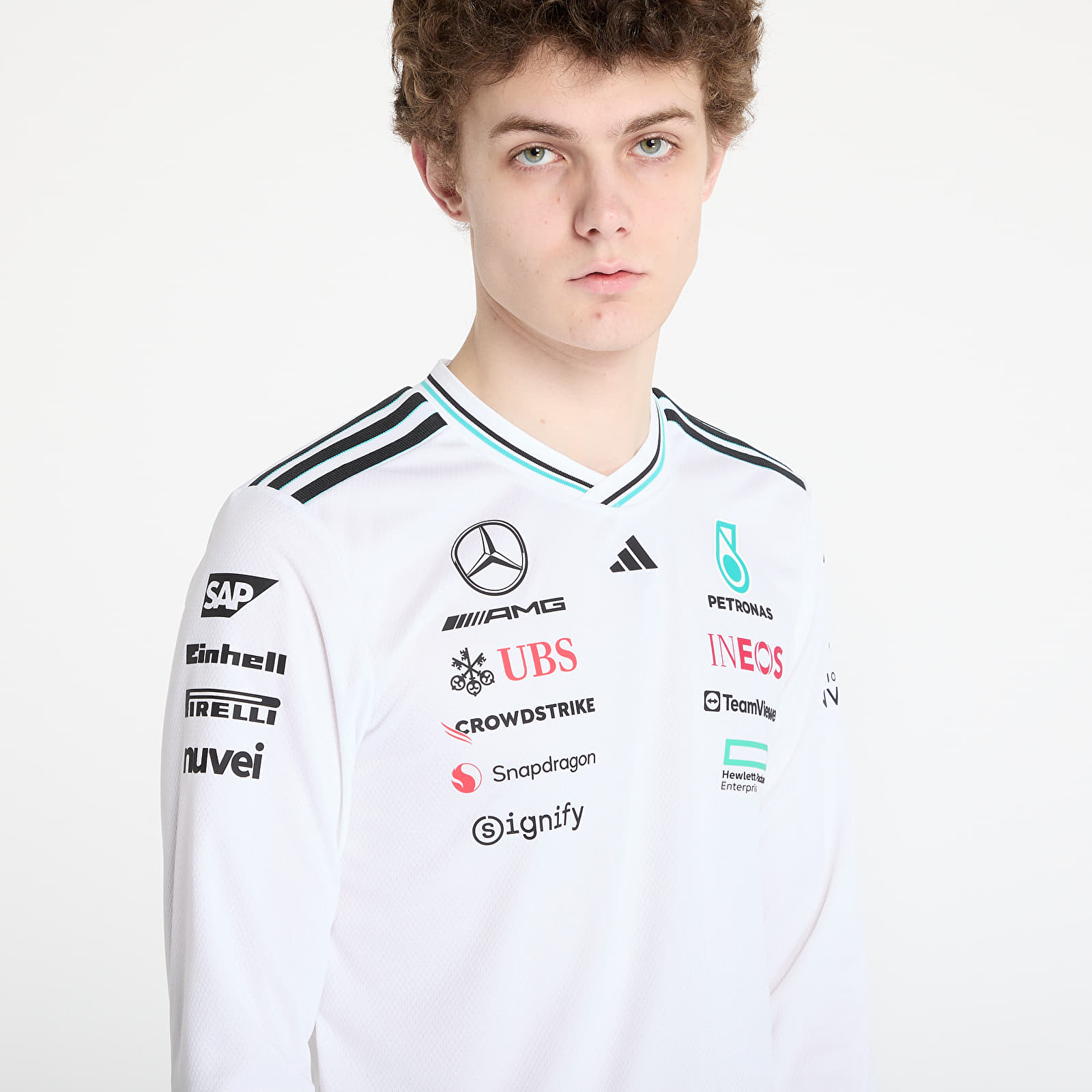 Джерси adidas x Mercedes Amg Petronas Formula One Team Driver Authentic Long Sleeve Jersey White/ White/ Black