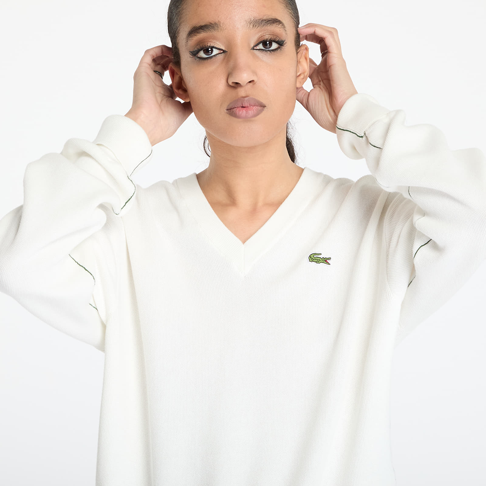 Damskie bluzy i swetry LACOSTE Moss Stitch Sweater Flour
