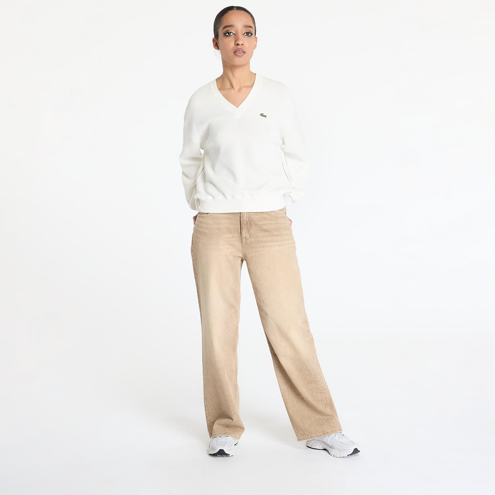 Damskie bluzy i swetry LACOSTE Moss Stitch Sweater Flour
