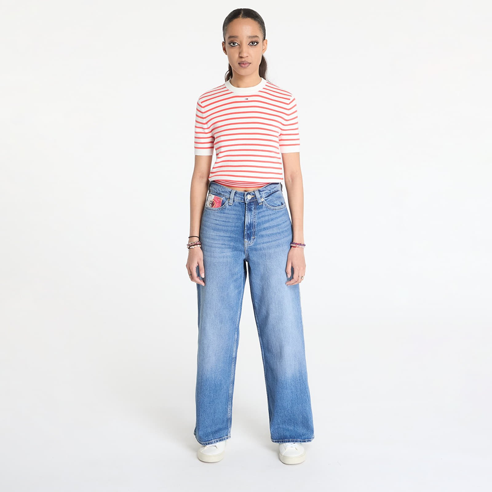 Dámské svetry Tommy Jeans Essential Shortsleeve Sweater Red