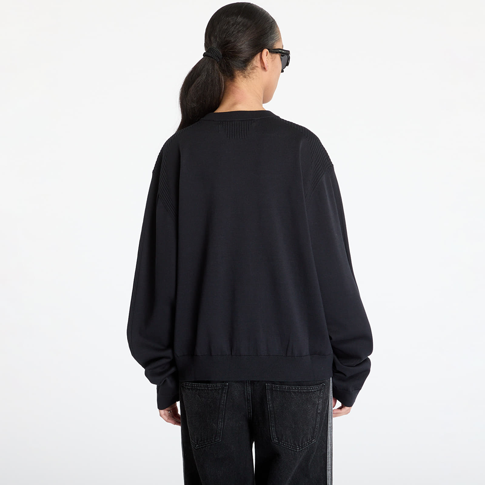 Mikiny MISBHV Knitted Varsity Crewneck Sweatshirt UNISEX Black