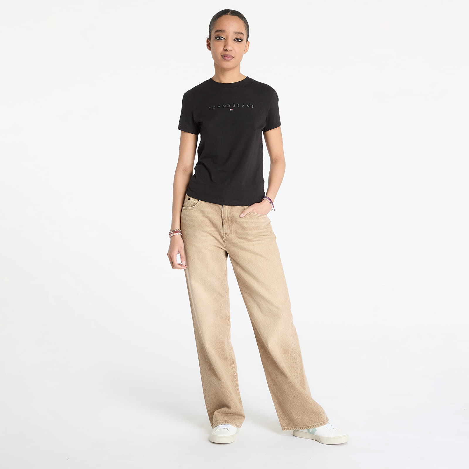 Women's T-shirts Tommy Jeans Slim Tonal Linear Tee Black