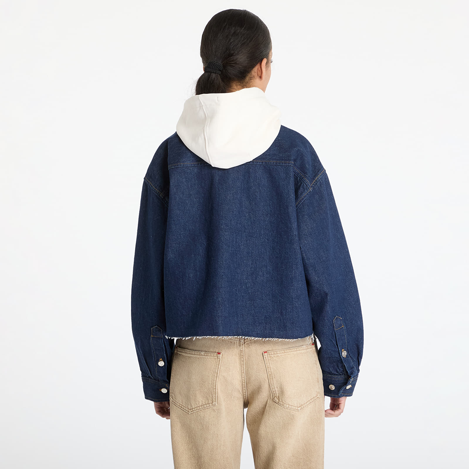 Dámske bundy Tommy Jeans Cropped Denim Shirt Jacket Denim