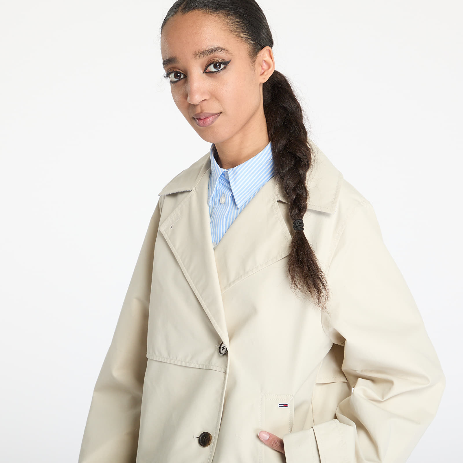 Dámske bundy Tommy Jeans Short Trench Jacket Beige
