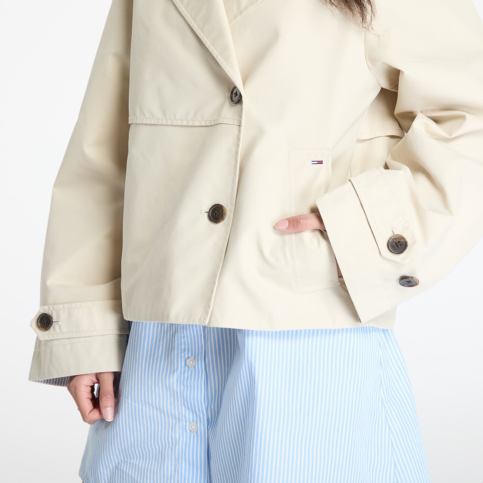Dámske bundy Tommy Jeans Short Trench Jacket Beige