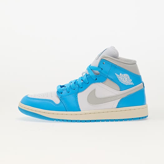 Air Jordan Wmns 1 Mid Dk Powder Blue/ Neutral Grey-White-Sail