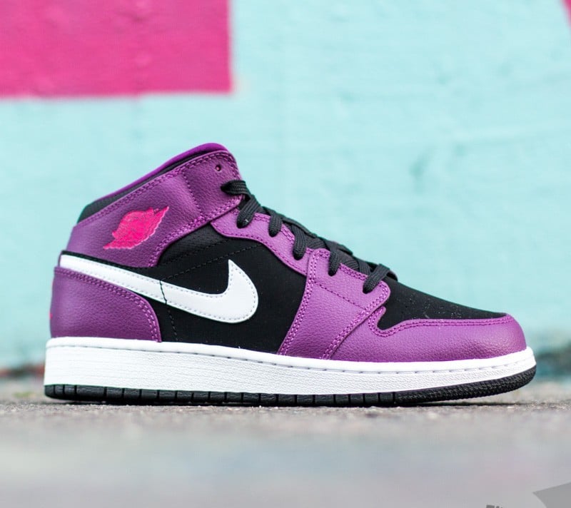 Damen Sneaker und Schuhe Air Jordan 1 Mid (GG) Black/ Vivid Pink-Bright Grape