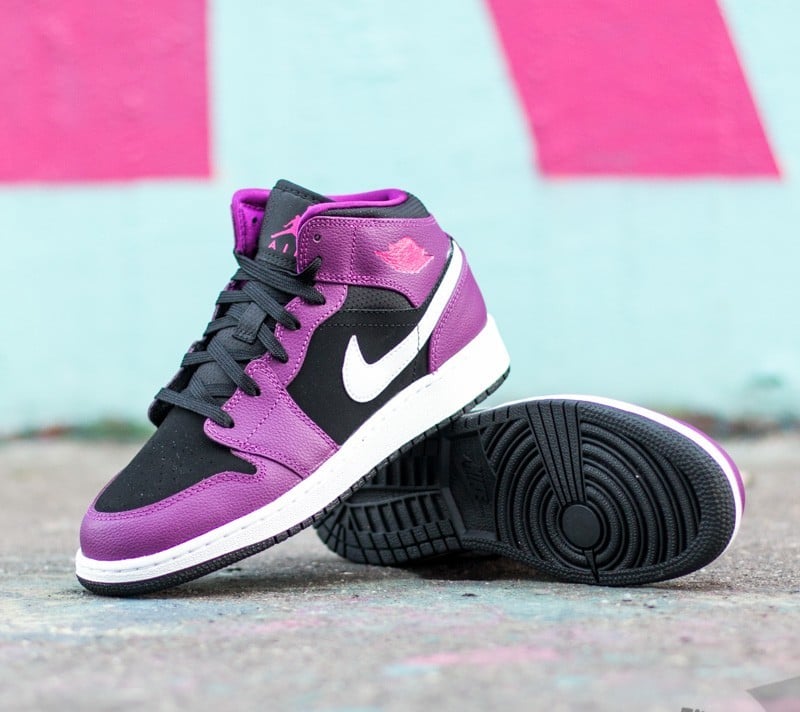 Damen Sneaker und Schuhe Air Jordan 1 Mid (GG) Black/ Vivid Pink-Bright Grape