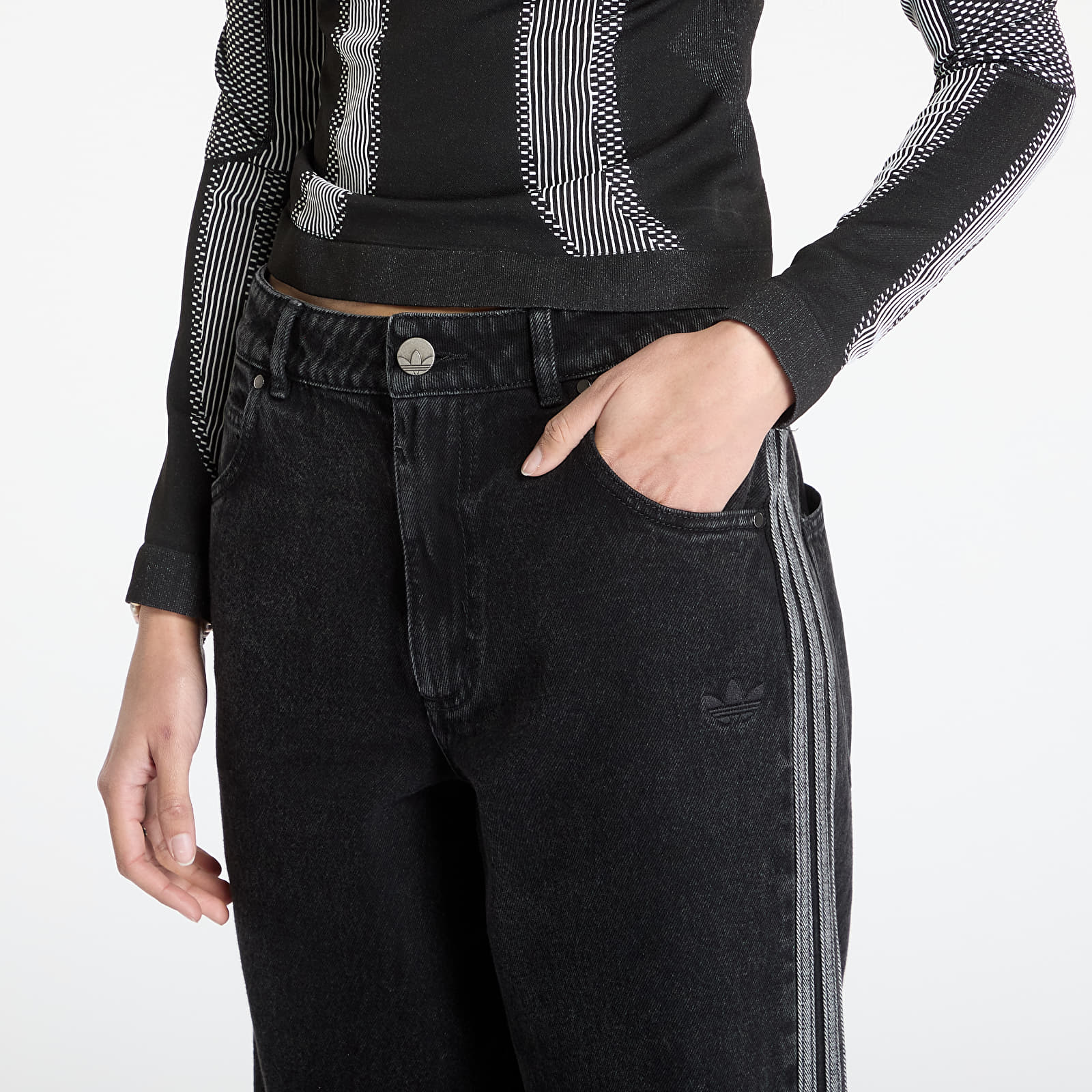 Jeans adidas Adicolor Denim 3-Stripes Track Pants Black