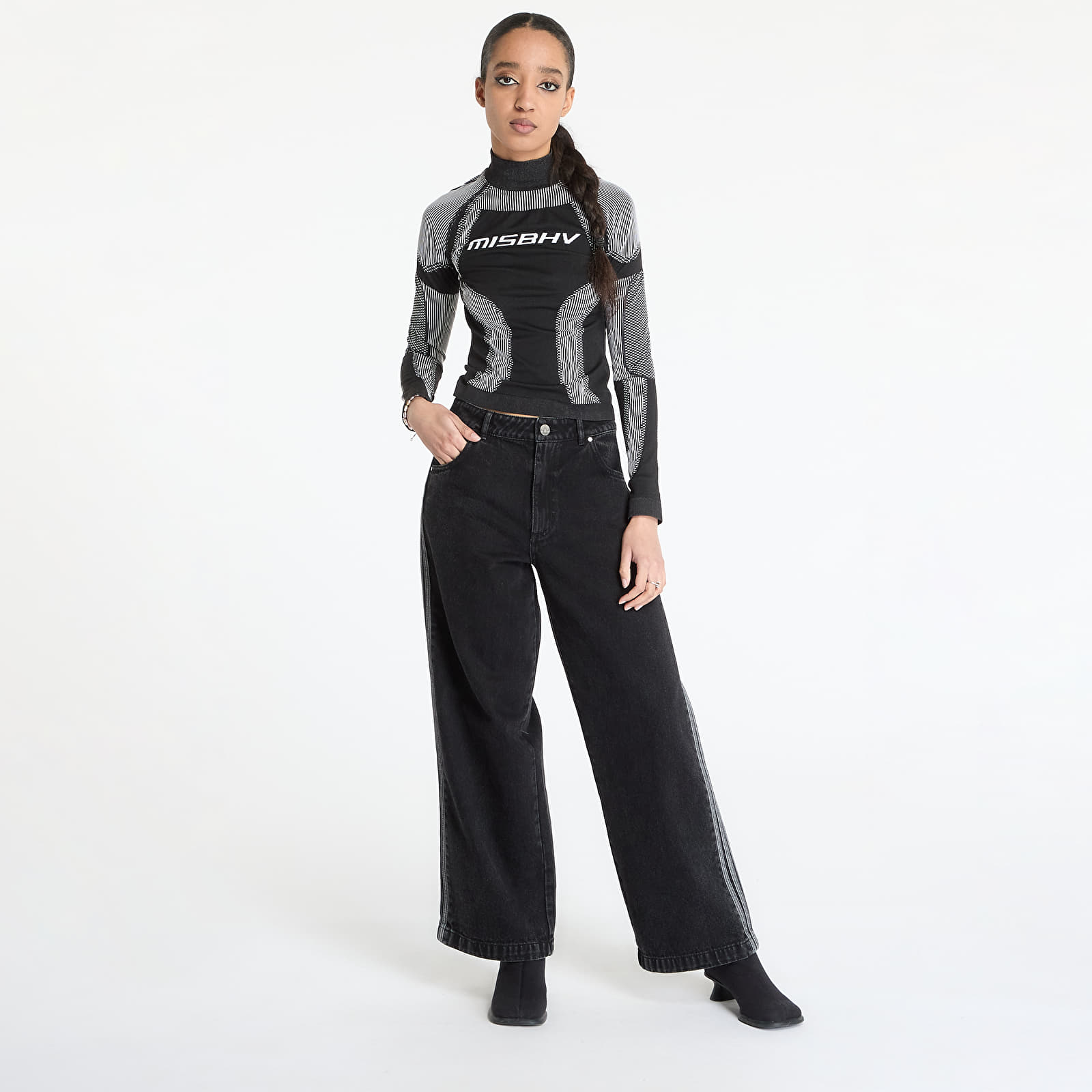 Jeans adidas Adicolor Denim 3-Stripes Track Pants Black