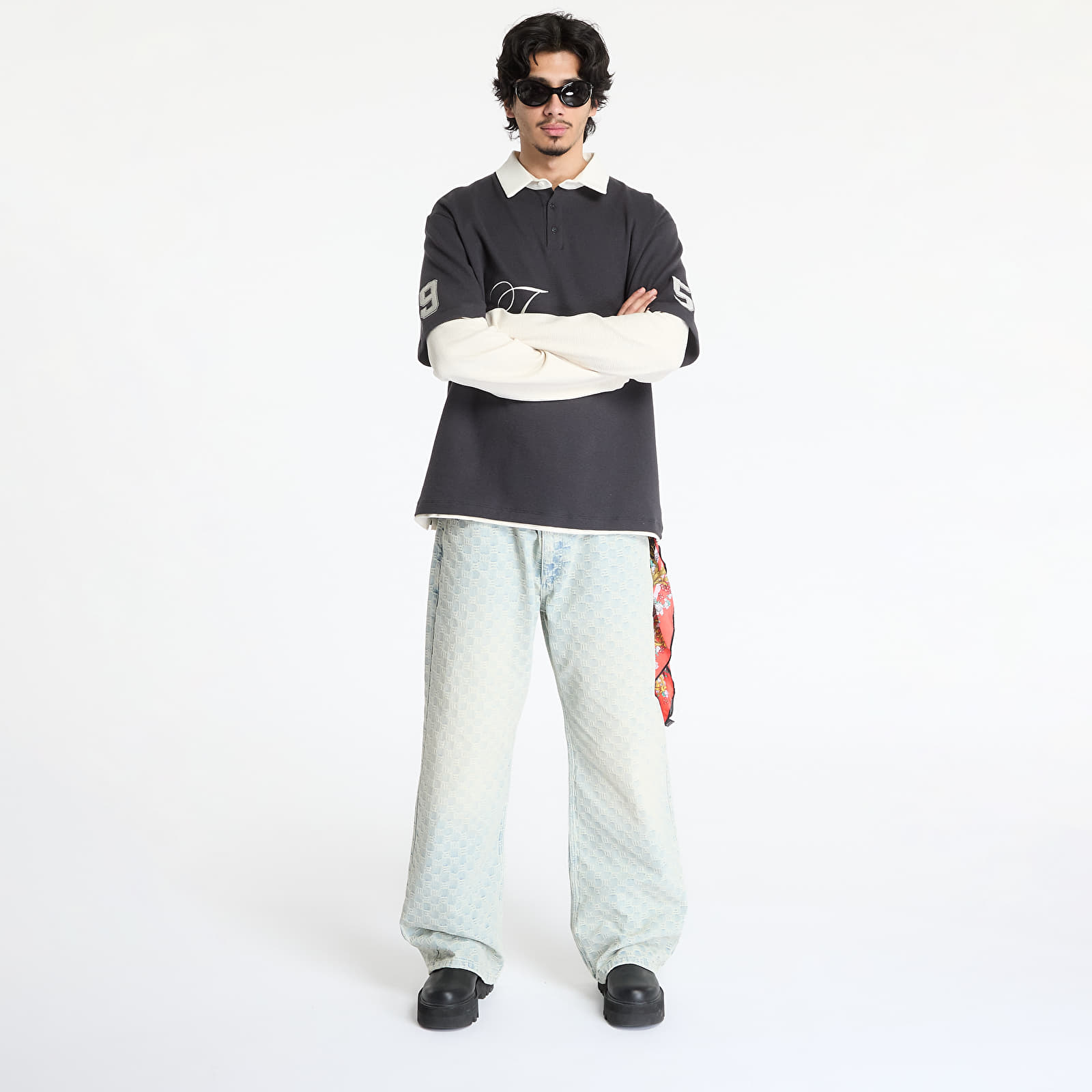 Férfi farmerek MISBHV Monogram Ocean Washed Jeans Pale Blue