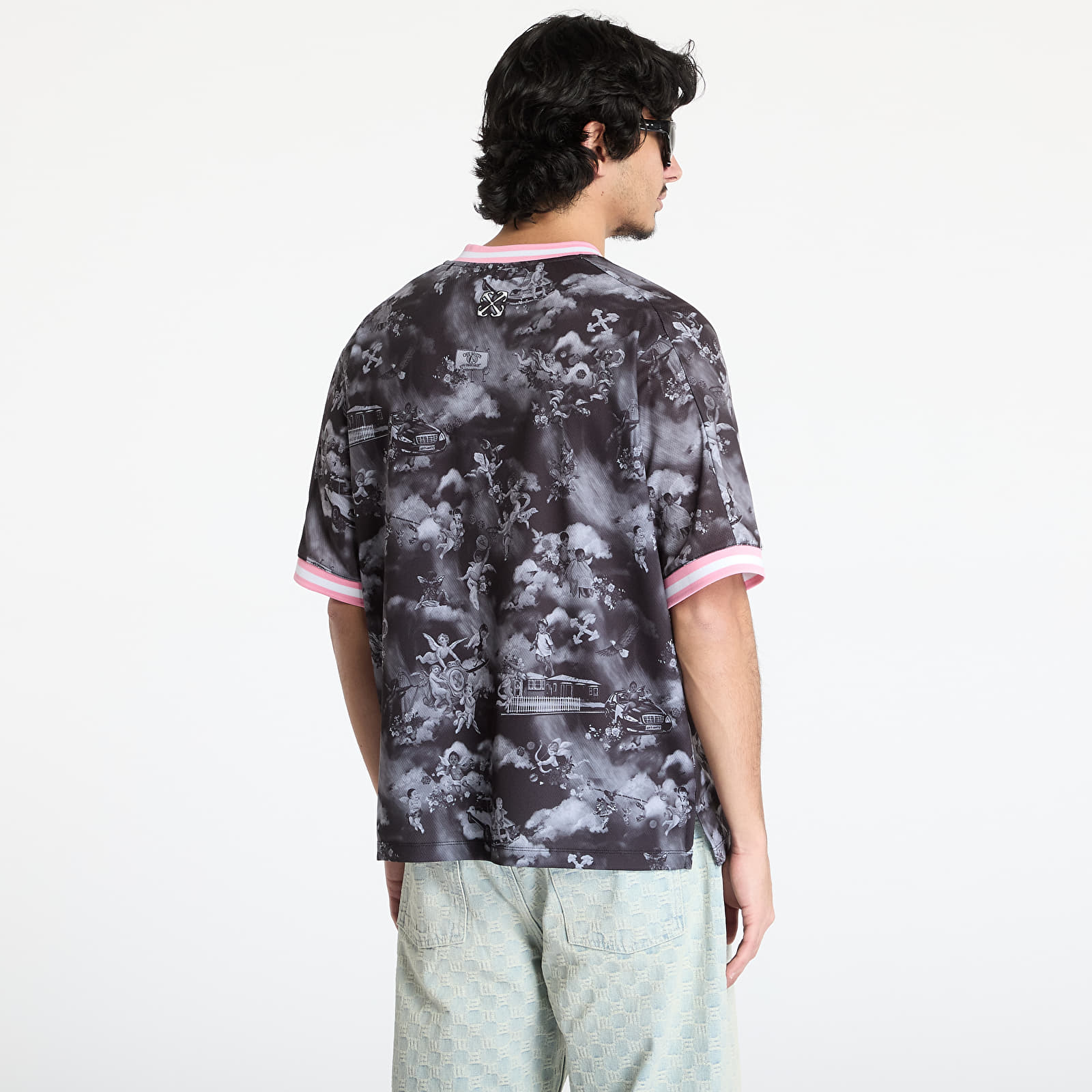 Men's T-shirts Off-White Fresco Soccer Shortsleeve Black & White Angels Tee Black