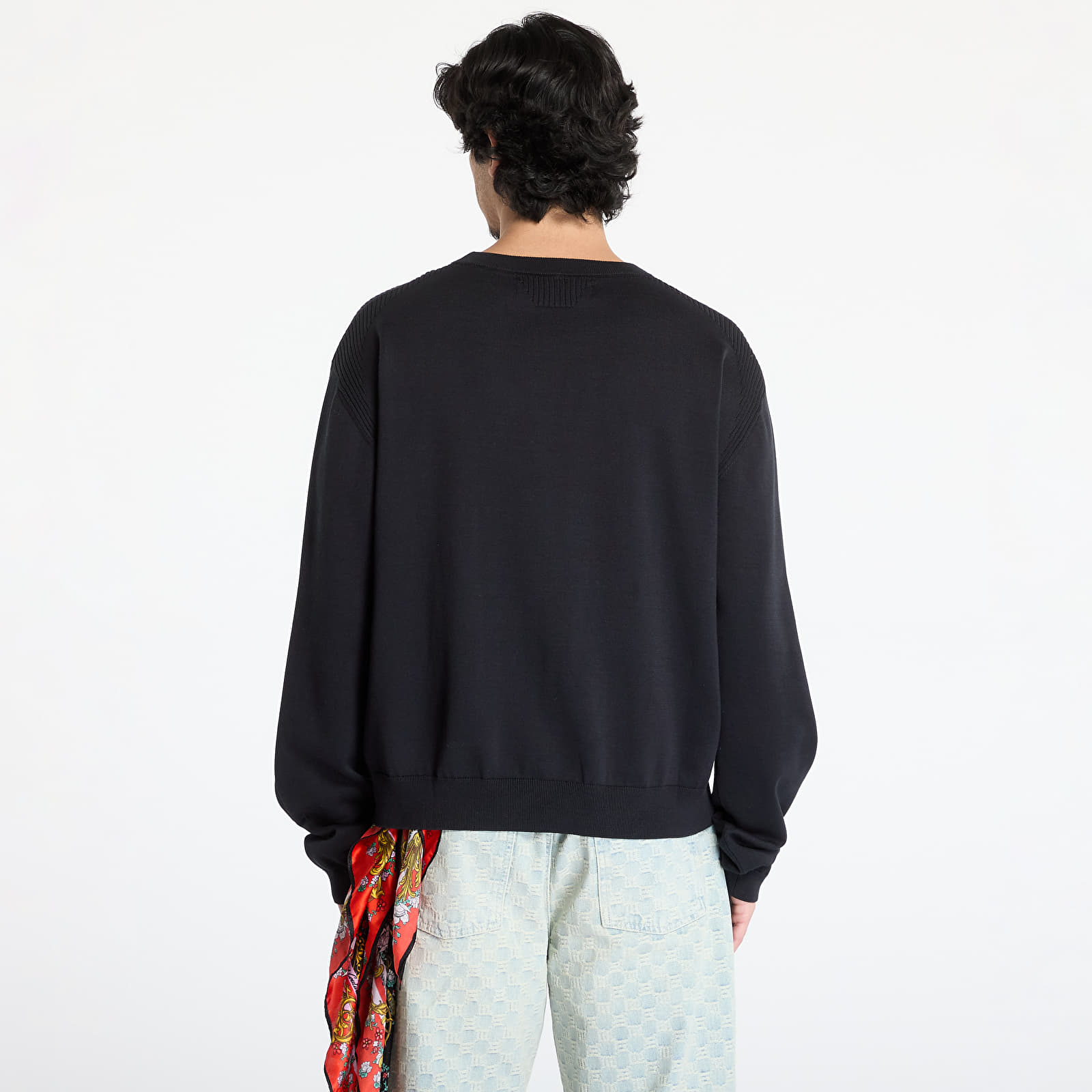 Mikiny MISBHV Knitted Varsity Crewneck Sweatshirt UNISEX Black