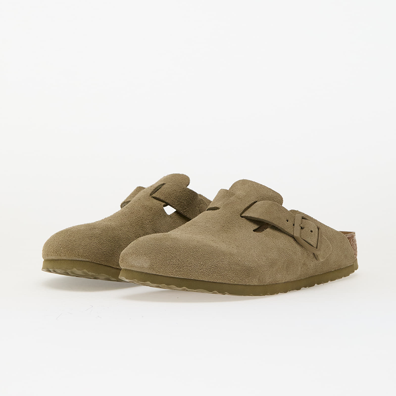 Frauen Birkenstock Boston Suede Leather Faded Khaki