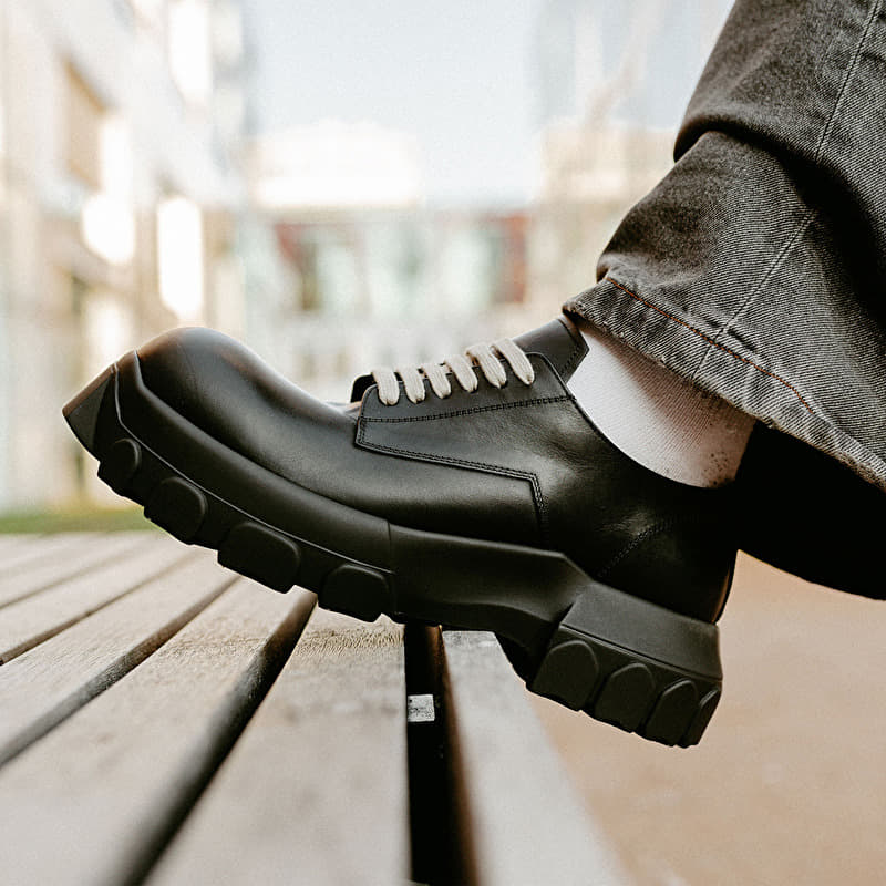 靴 rick owens bozo tractor Rick Owens Laceup Bozo Tractor Black/ Black | Footshop