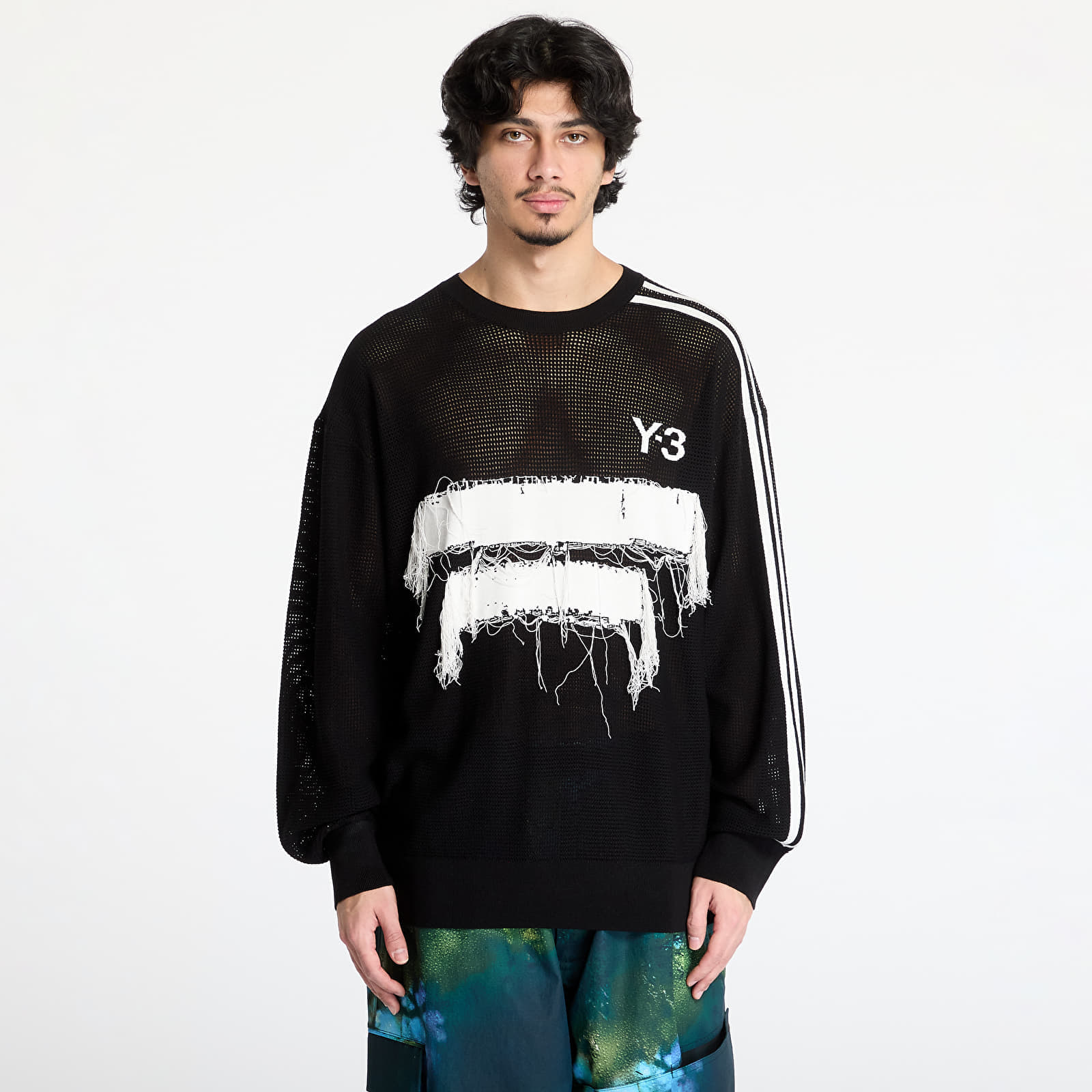 Pullover Y-3 Graphic Knit Crew Sweatshirt UNISEX Black L