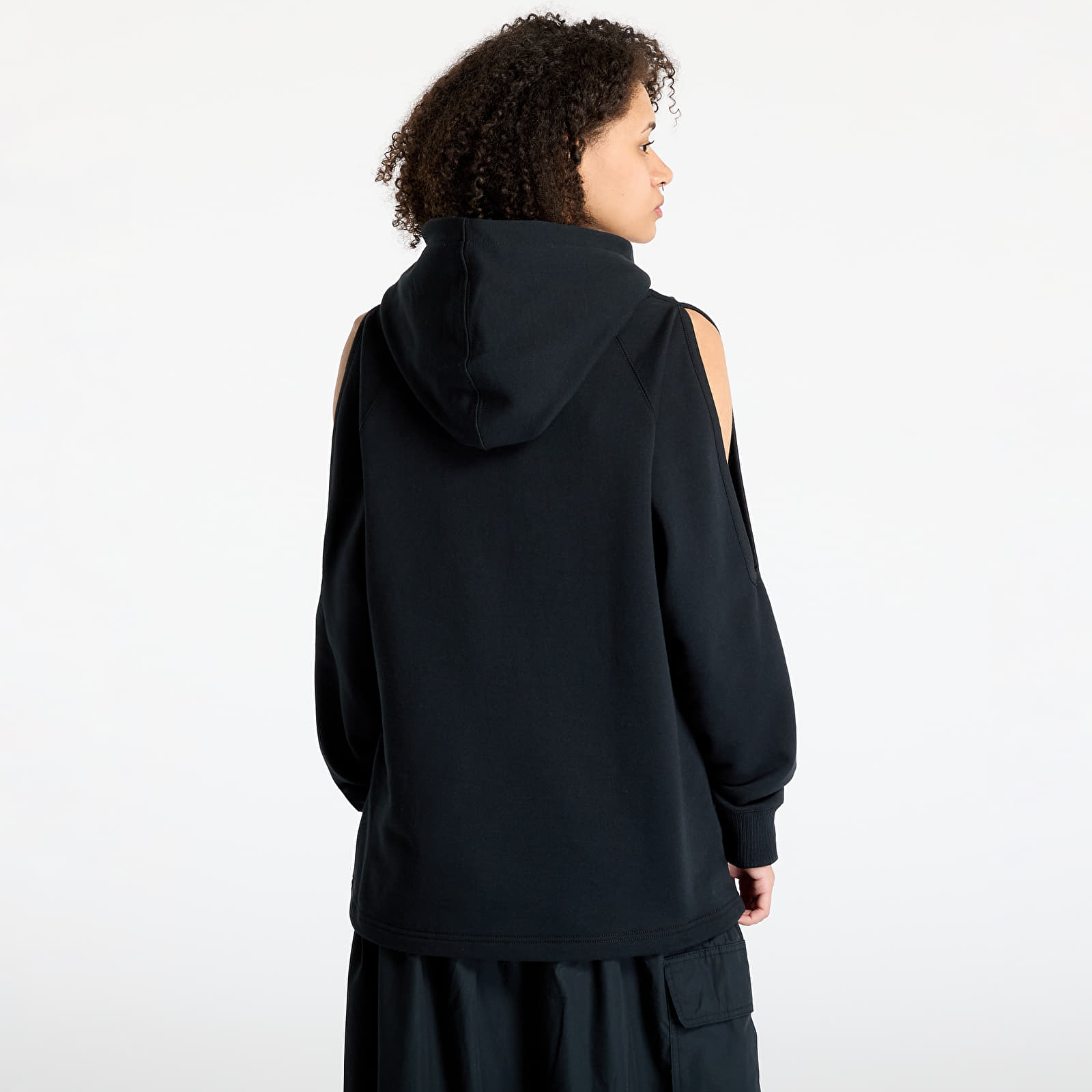 Sudaderas con capucha para mujer Converse Loose-Fit Shoulder Cut-Out Fleece Hoodie Black