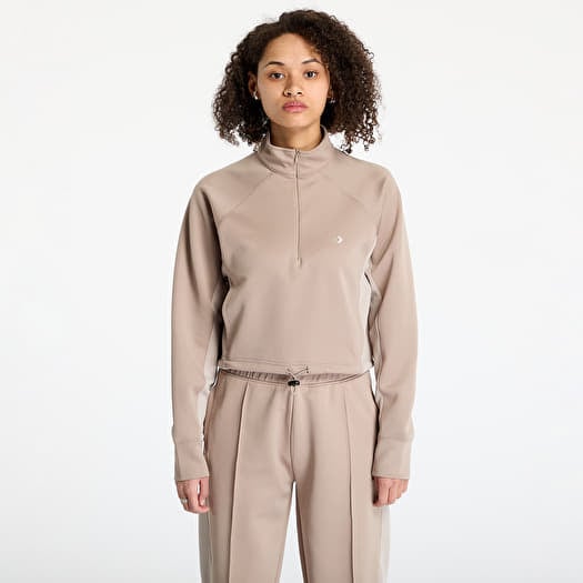 Converse Cropped Fleece Turtleneck Vintage Cargo Sweatshirt Beige