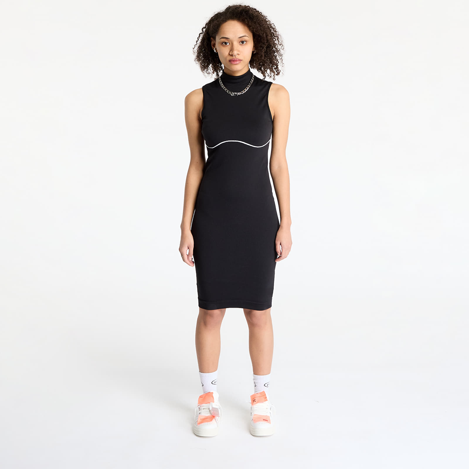 Sukienki Off-White Athl Off Stamp Seaml Dress Black/ White