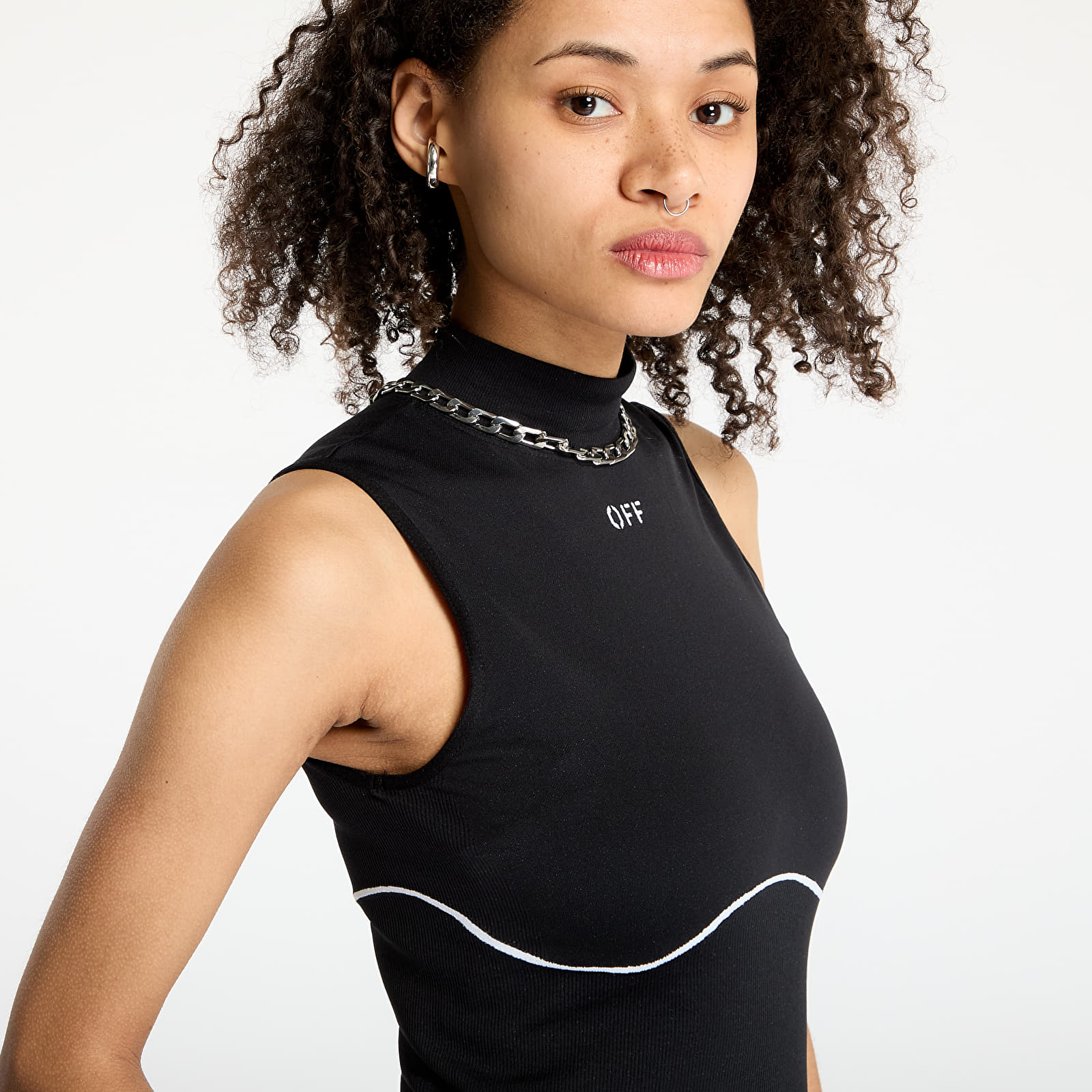 Sukienki Off-White Athl Off Stamp Seaml Dress Black/ White