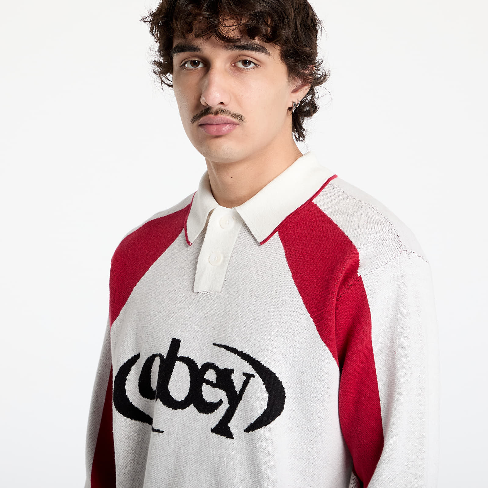 Pullover OBEY Soccer Polo Sweater White Multi