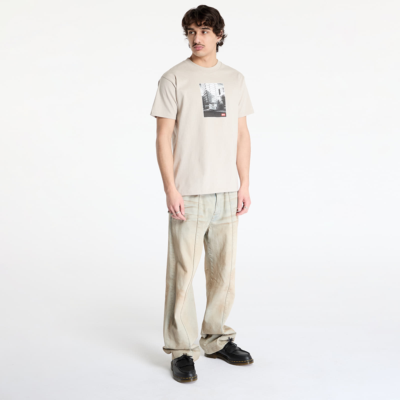 Männer T-Shirts OBEY Osaka Photo T-Shirt Silver Grey