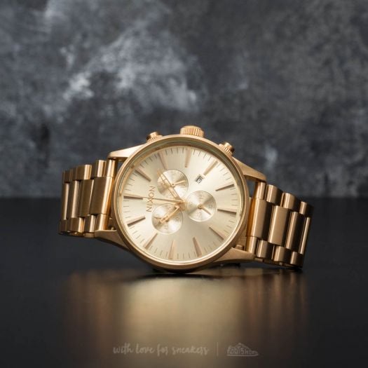 Watches Nixon Sentry Chrono Watch All Gold Footshop