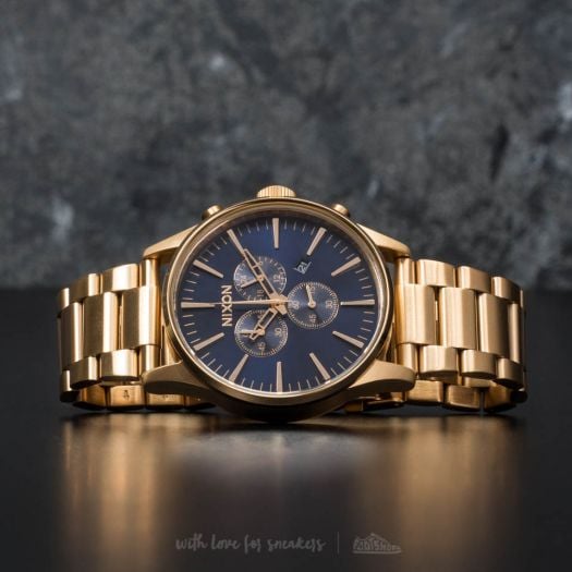 Watches Nixon Sentry Chrono Gold Blue Sunray Footshop