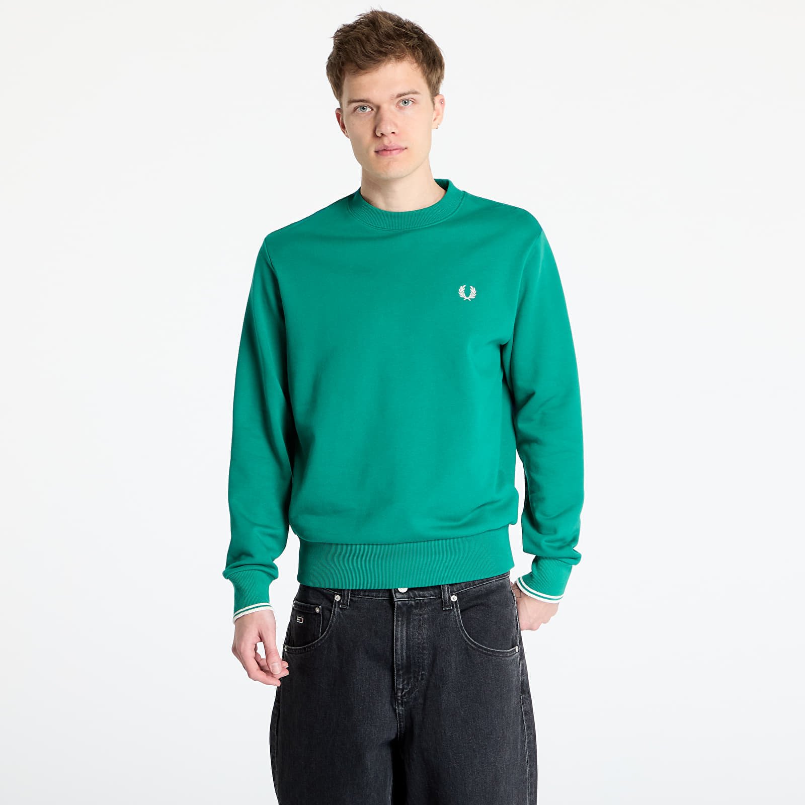 Bluza FRED PERRY Crew Neck Sweatshirt Label Green M