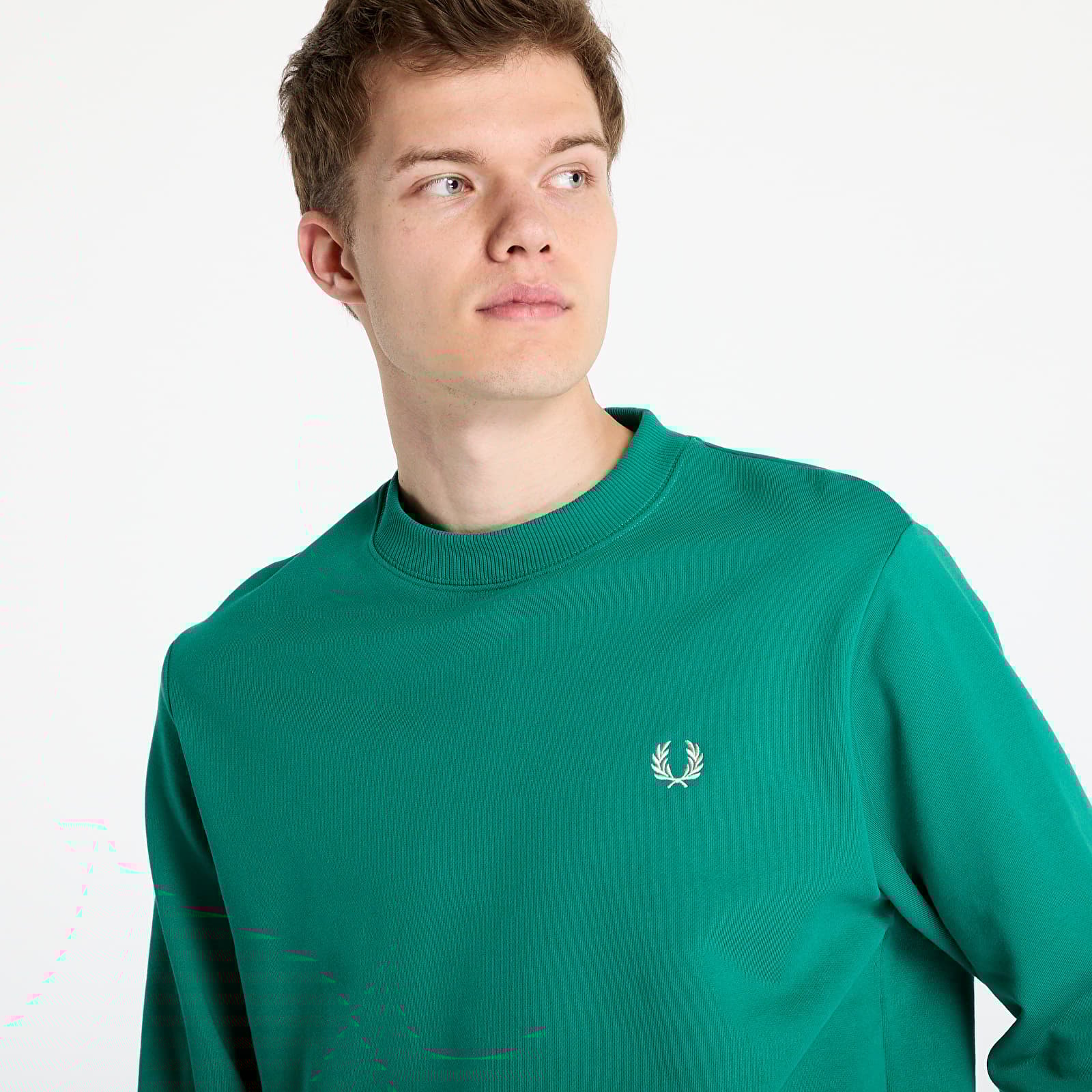 Kapucnis pulóverek és pulcsik FRED PERRY Crew Neck Sweatshirt Label Green
