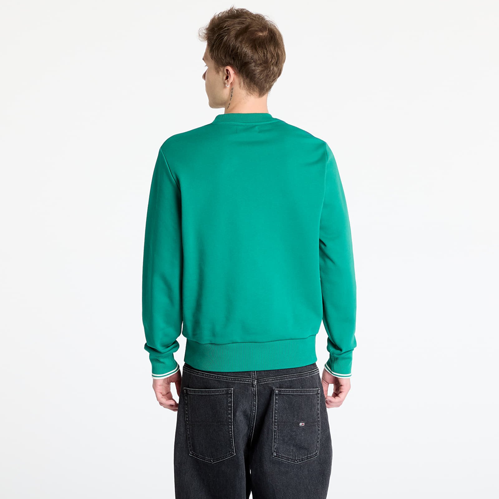 Kapucnis pulóverek és pulcsik FRED PERRY Crew Neck Sweatshirt Label Green