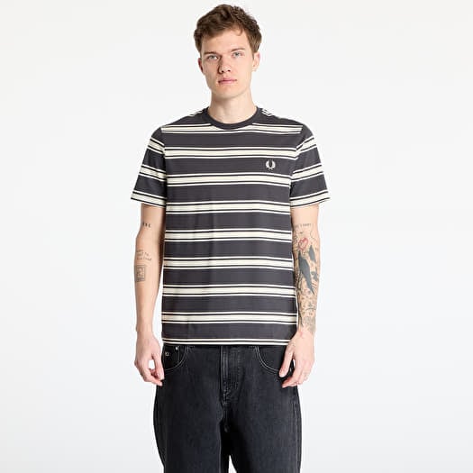 FRED PERRY Fine Stripe T-Shirt Anchor Grey