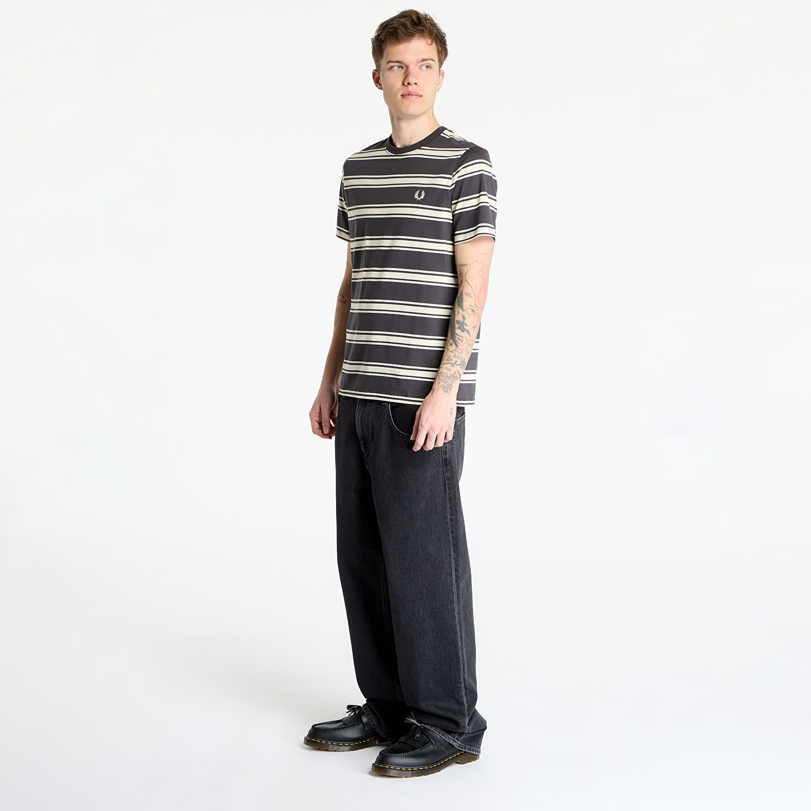 T-Shirts FRED PERRY Fine Stripe T-Shirt Anchor Grey