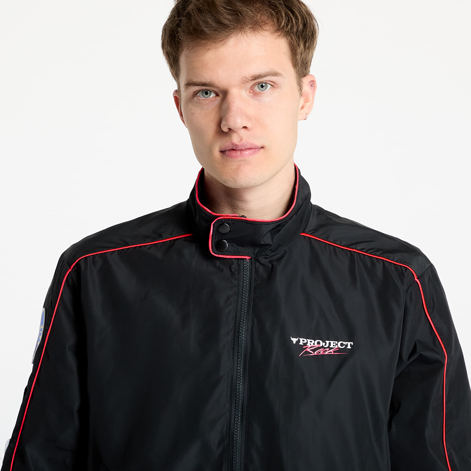 Pánské bundy Under Armour Project Rock Warmup Jacket Black