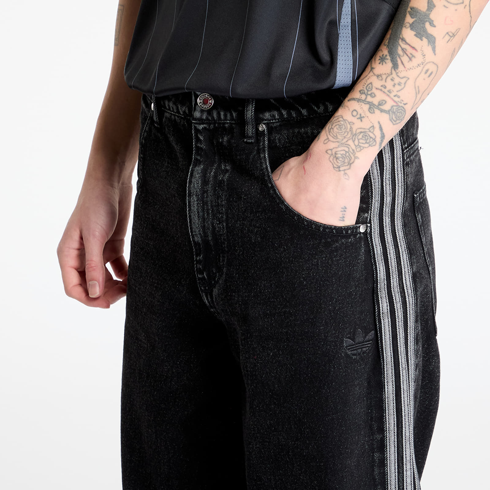 Džíny adidas Firebird Adicolor Denim Pants True Black Denim
