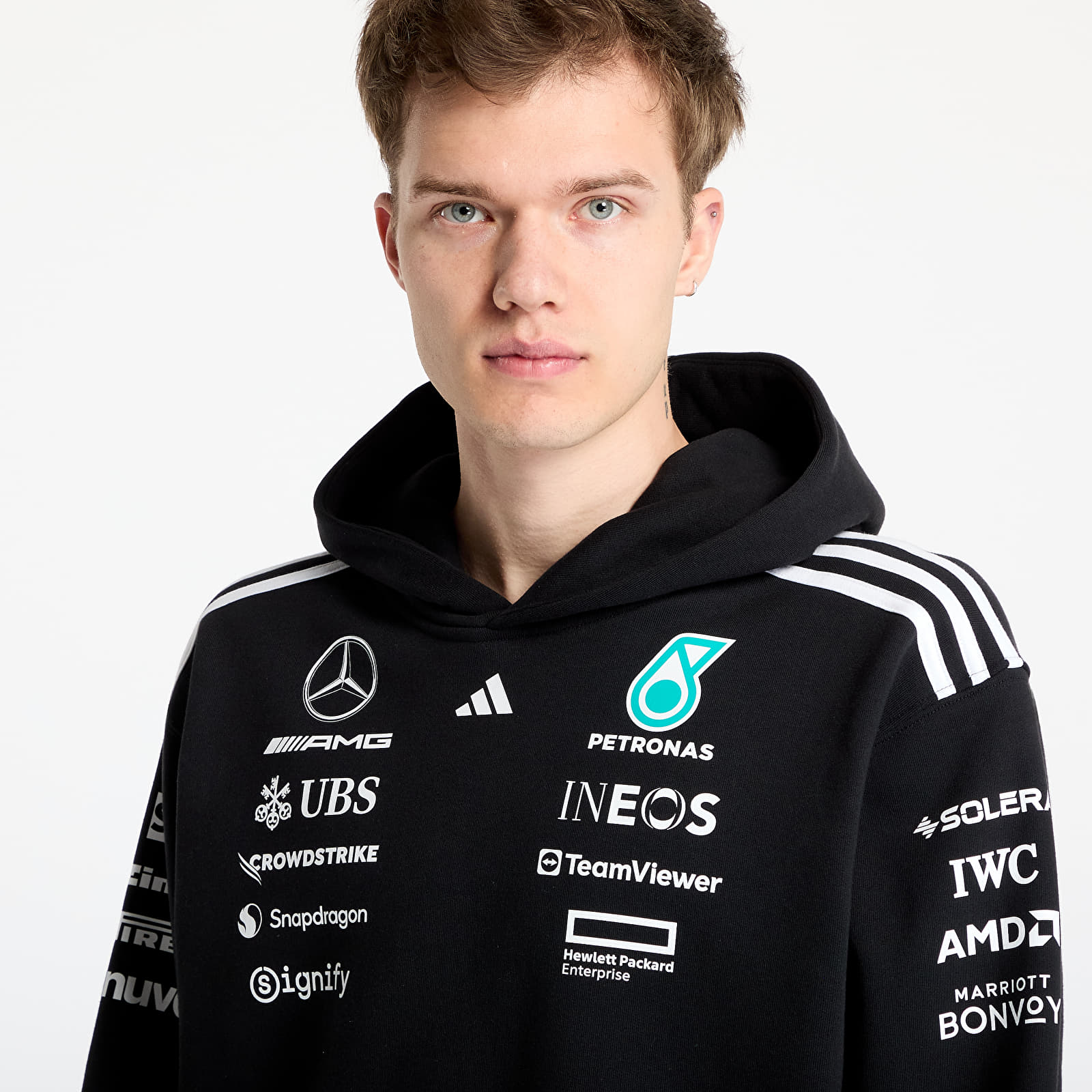 Férfi kapucnis pulcsik adidas x Mercedes Amg Petronas Formula One Team Team Hoodie Black/ Black/ White