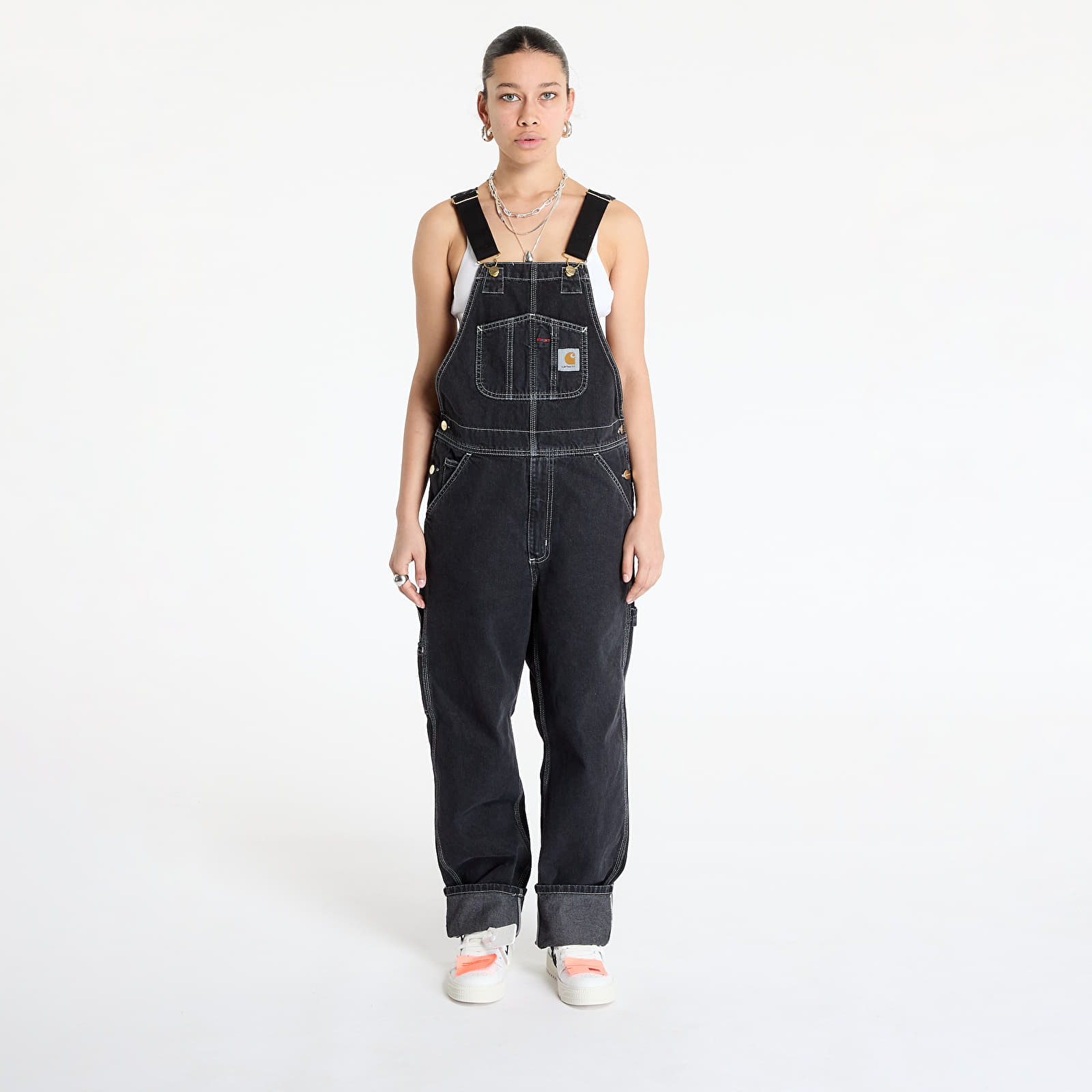 Džíny a kalhoty Carhartt WIP Bib Overall UNISEX Black Stone Washed