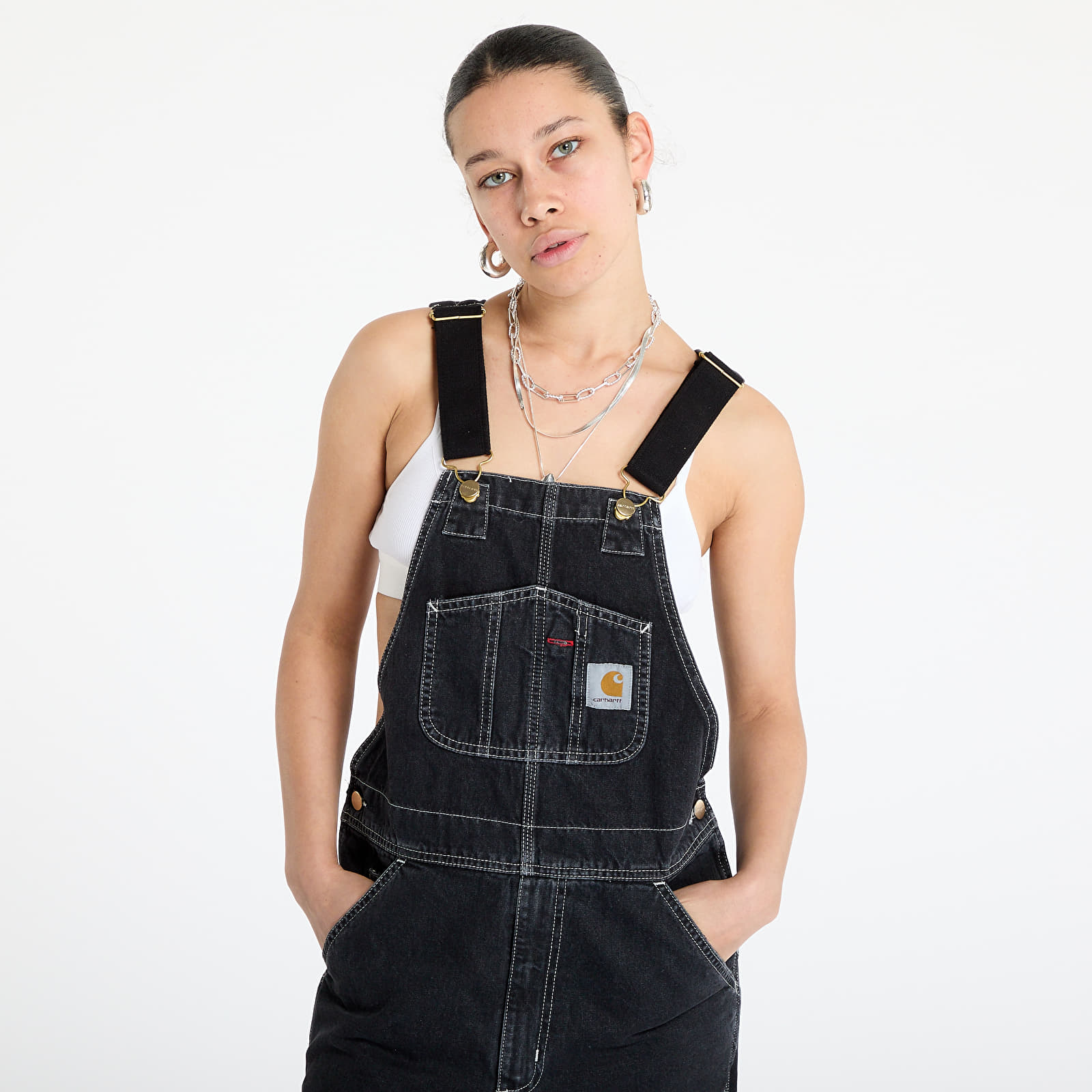 Džíny a kalhoty Carhartt WIP Bib Overall UNISEX Black Stone Washed